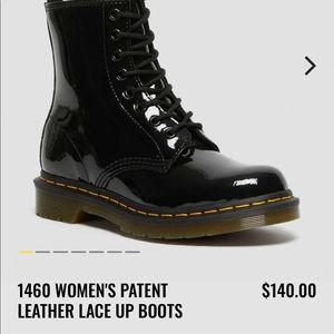 Dr. (Doc) Martens 1460 W Boots, Black Patent Leather/Lamper NEW UNWORN